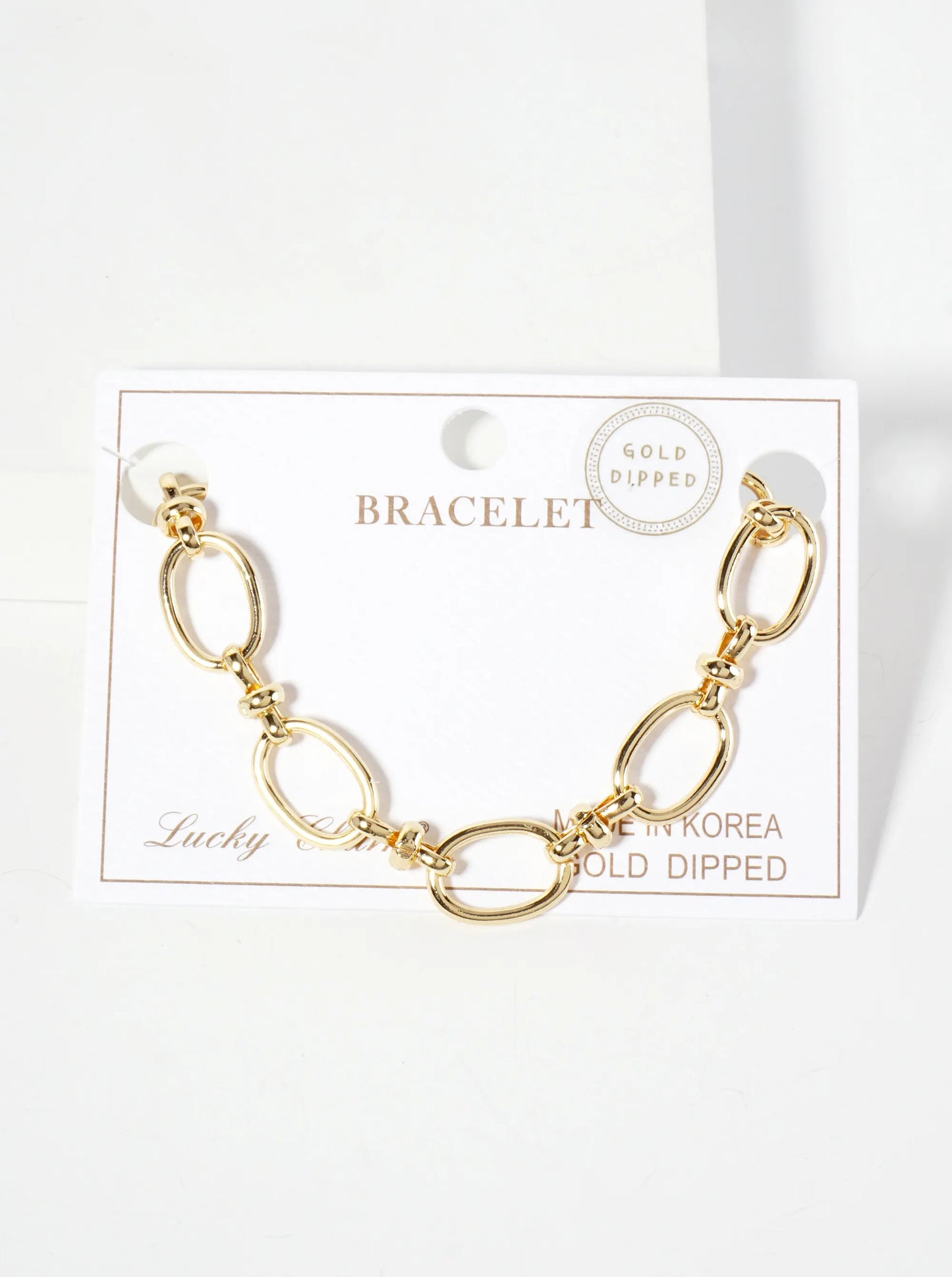 18K-Gold-Dipped 16mm Polished Brass Chain Bracelet