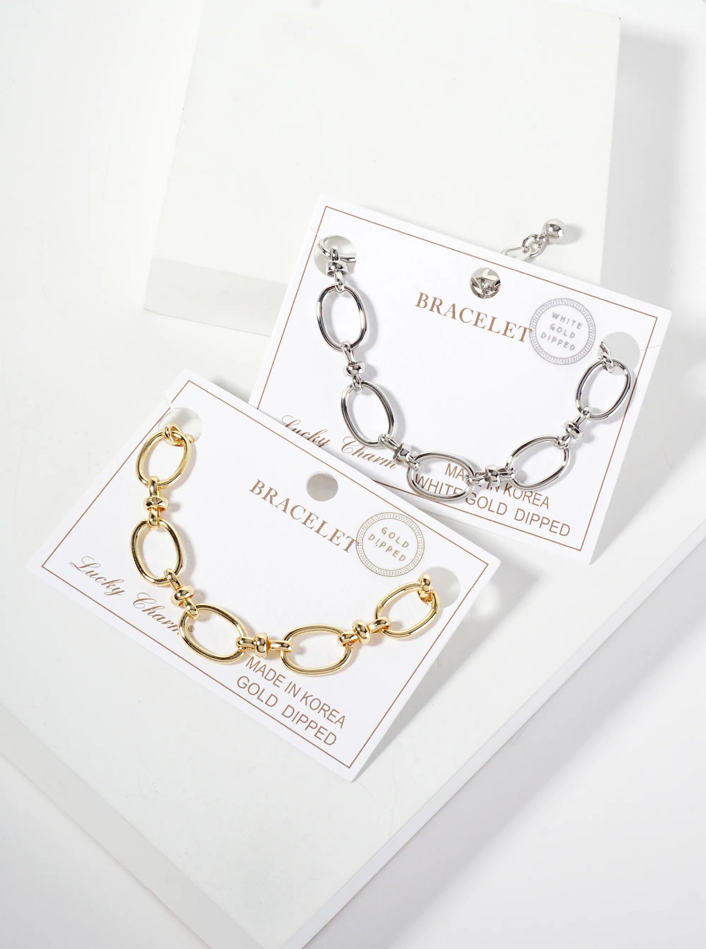 18K-Gold-Dipped 16mm Polished Brass Chain Bracelet