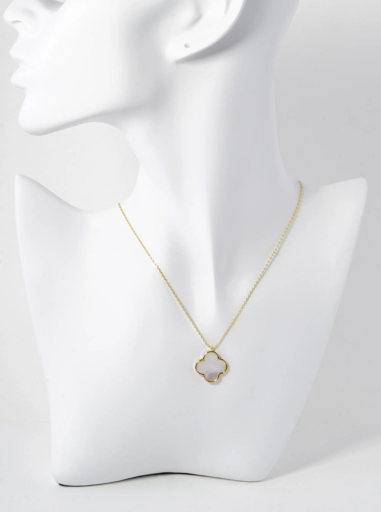 18K Gold Dipped 16mm Quatrefoil Pendant Necklace