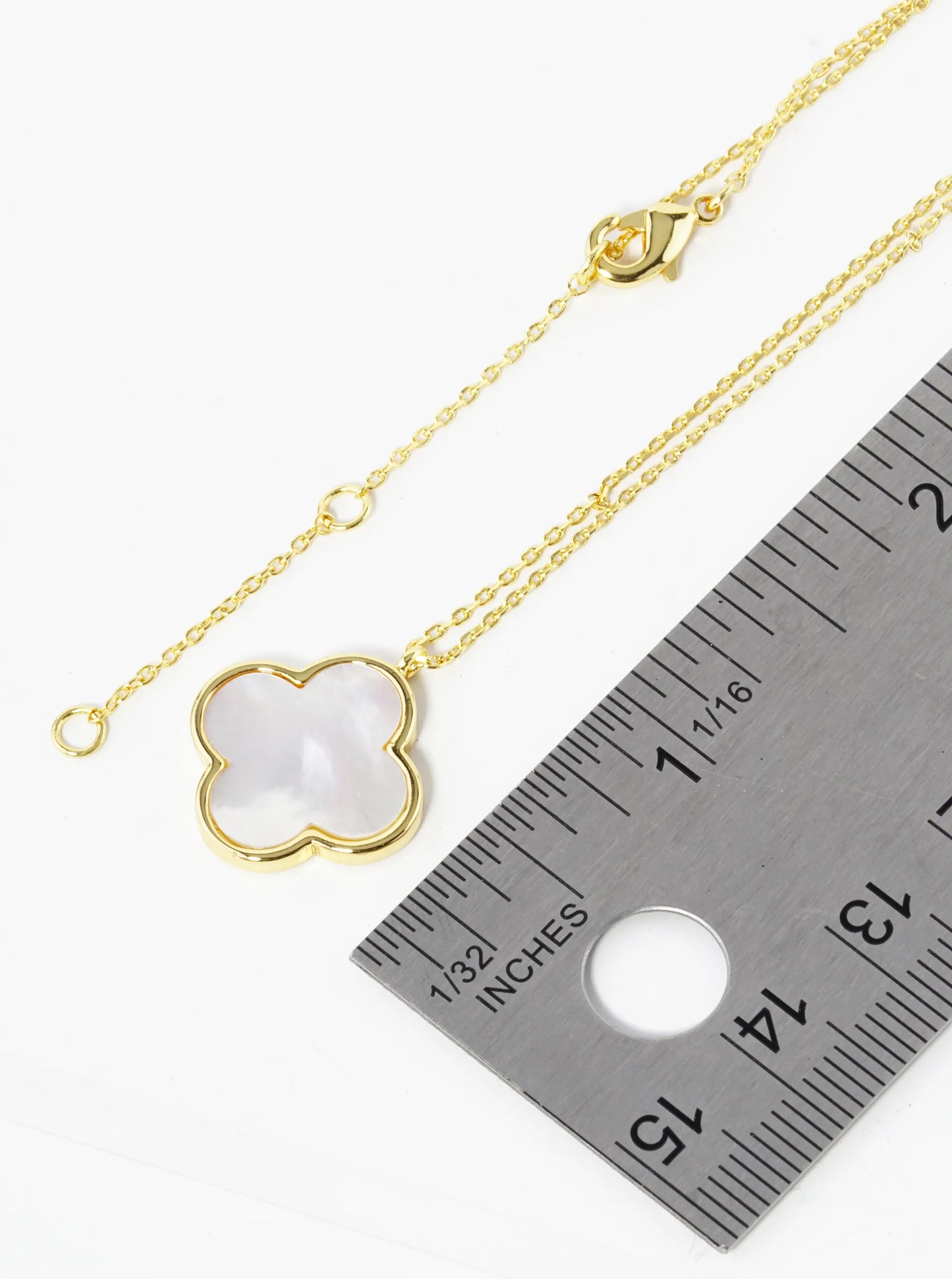 18K Gold Dipped 16mm Quatrefoil Pendant Necklace