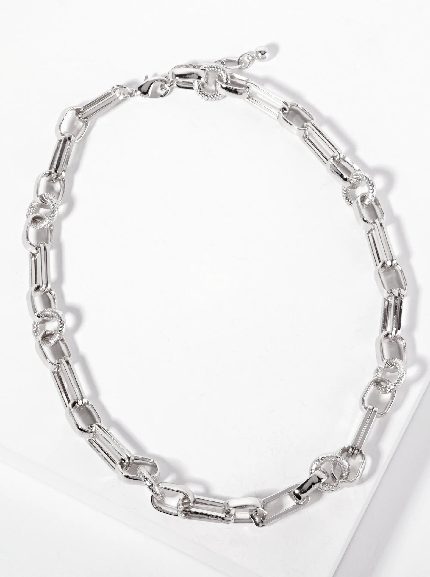 18K-Gold-Dipped 17-12mm Textured Geometric Chain Necklace