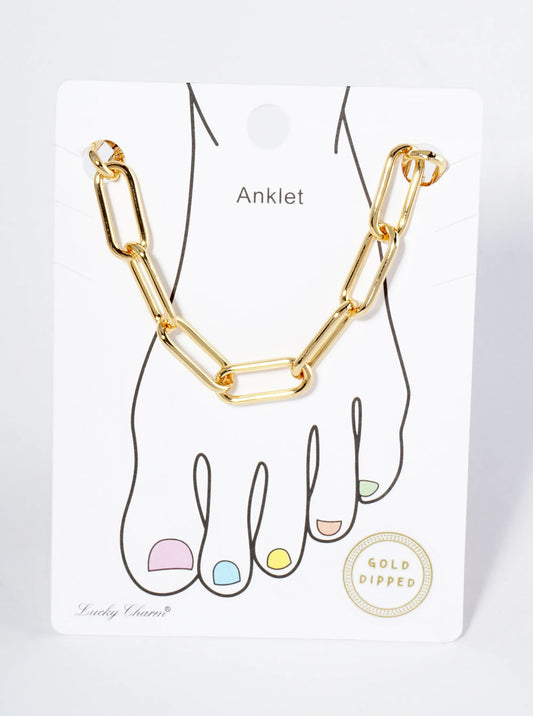 18K Gold Dipped 17mm Brass Link Chain Anklet