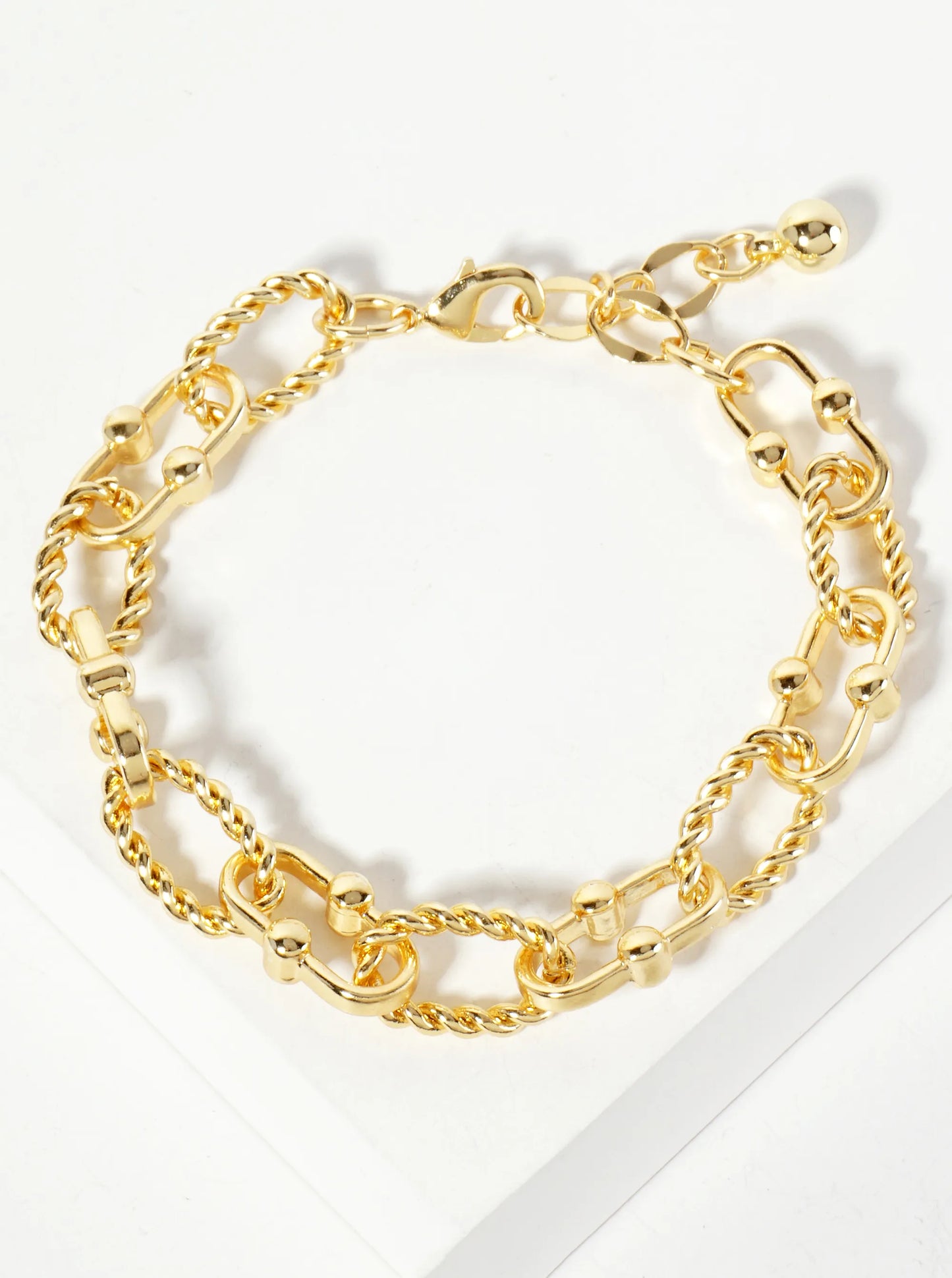 18K-Gold-Dipped 17mm Rope-Texture Polished Brass Chain Bracelet
