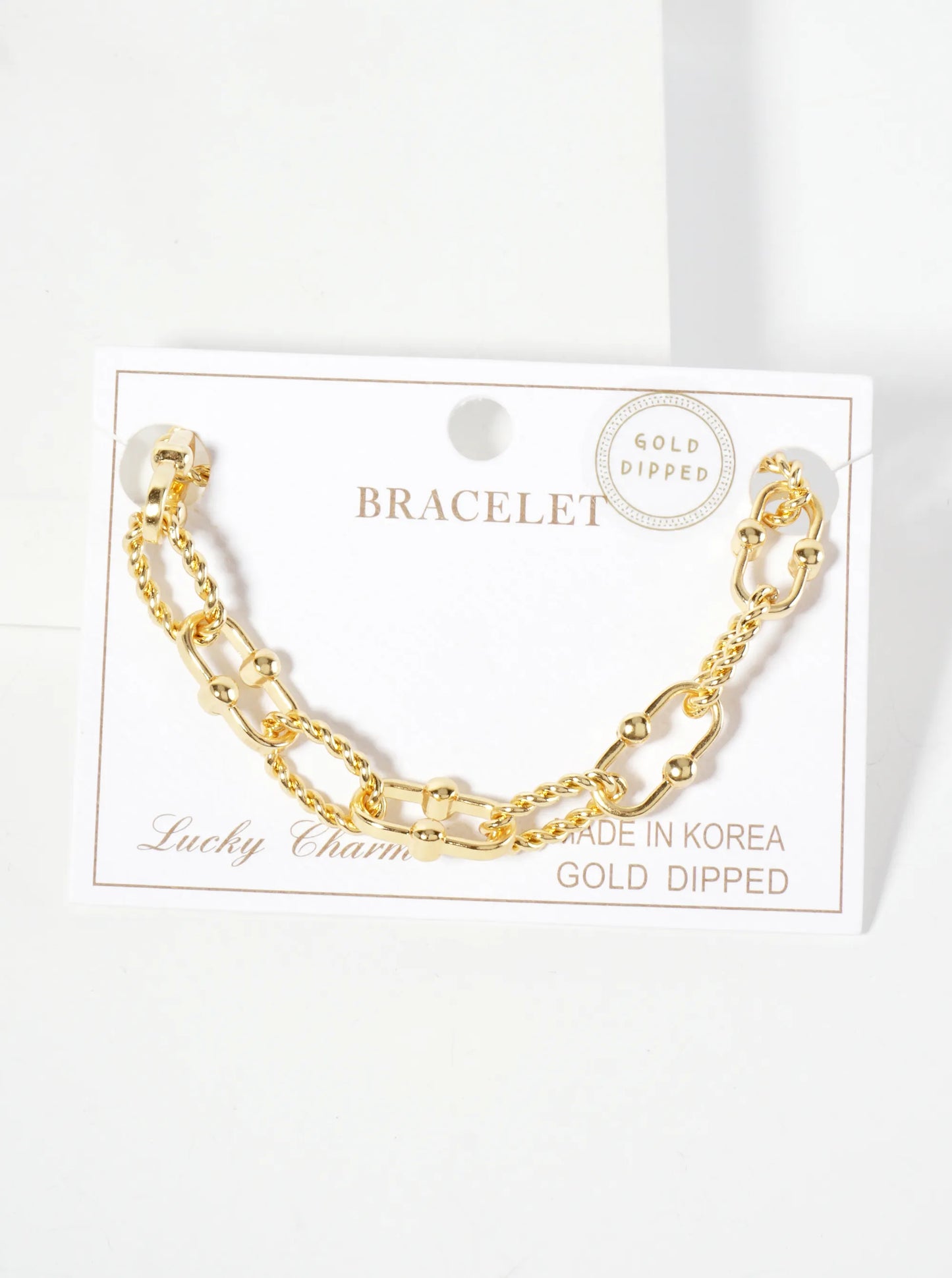 18K-Gold-Dipped 17mm Rope-Texture Polished Brass Chain Bracelet