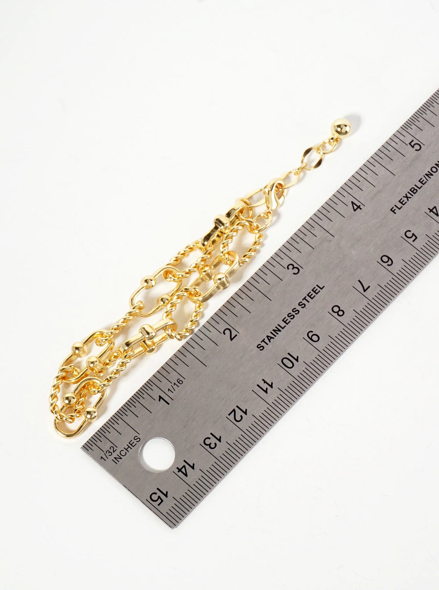 18K-Gold-Dipped 17mm Rope-Texture Polished Brass Chain Bracelet