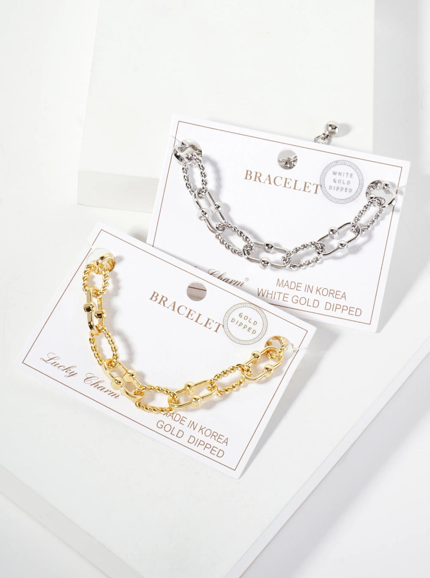 18K-Gold-Dipped 17mm Rope-Texture Polished Brass Chain Bracelet