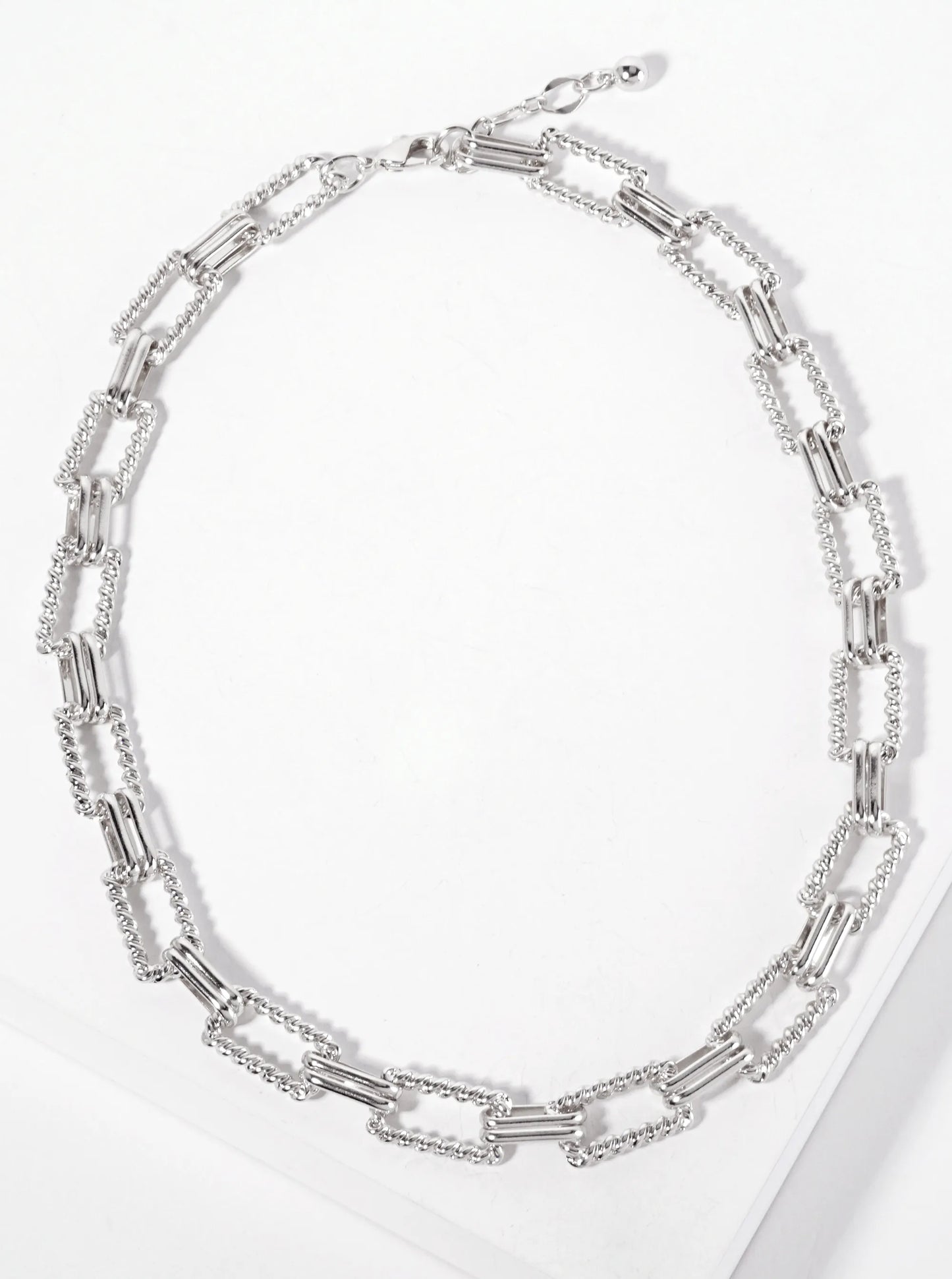 18K-Gold-Dipped 18-15mm Textured Rectangle-Shaped Chain Necklace