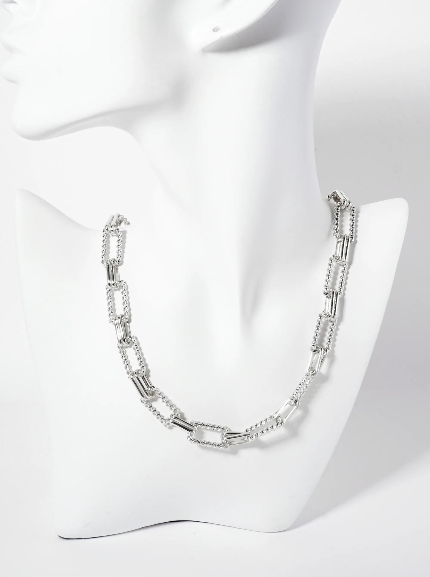 18K-Gold-Dipped 18-15mm Textured Rectangle-Shaped Chain Necklace