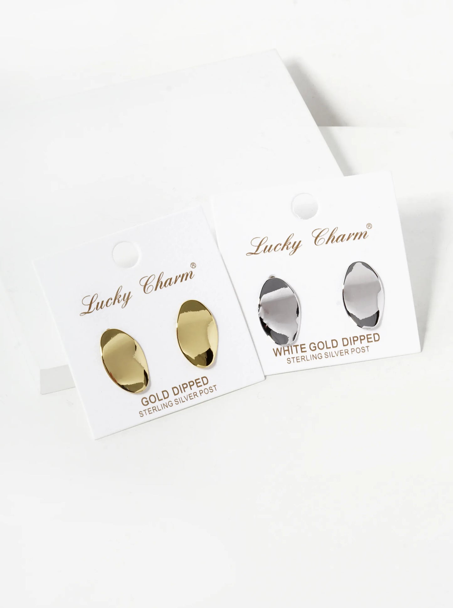 18K Gold Dipped 18mm Curved Brass Oval Sterling Silver Post Stud Earrings