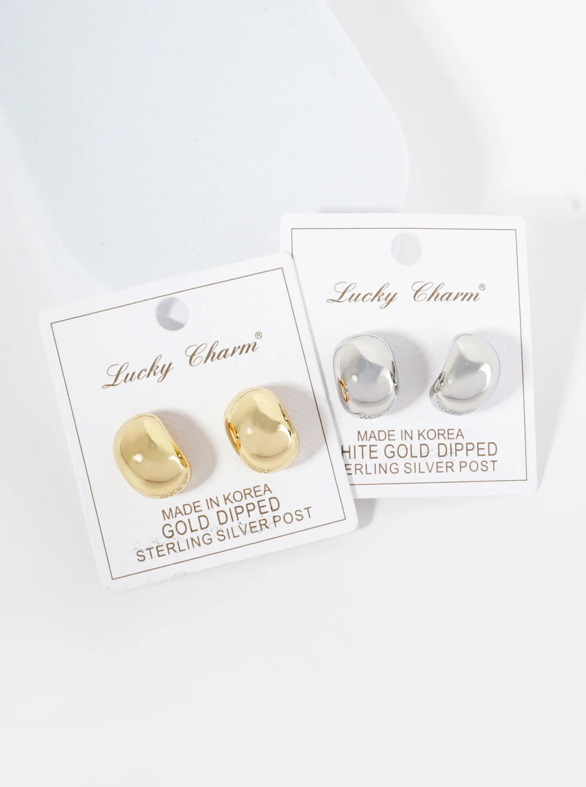 18K Gold Dipped 18mm Curved Oval Post Earrings