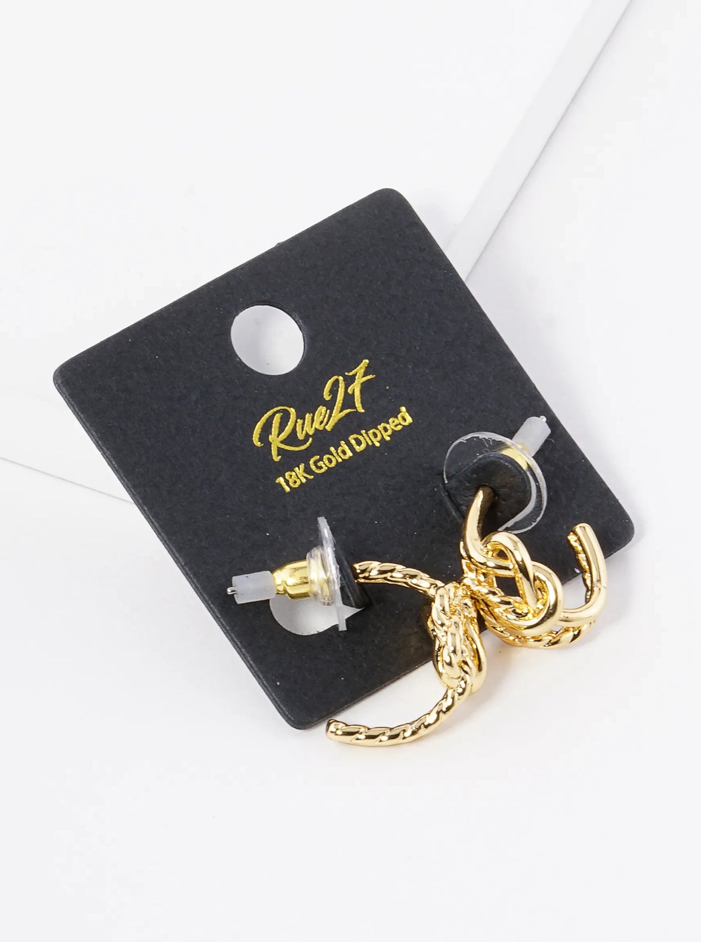 18K Gold Dipped 18mm Diameter Brass Textured Knots Hoop Earrings