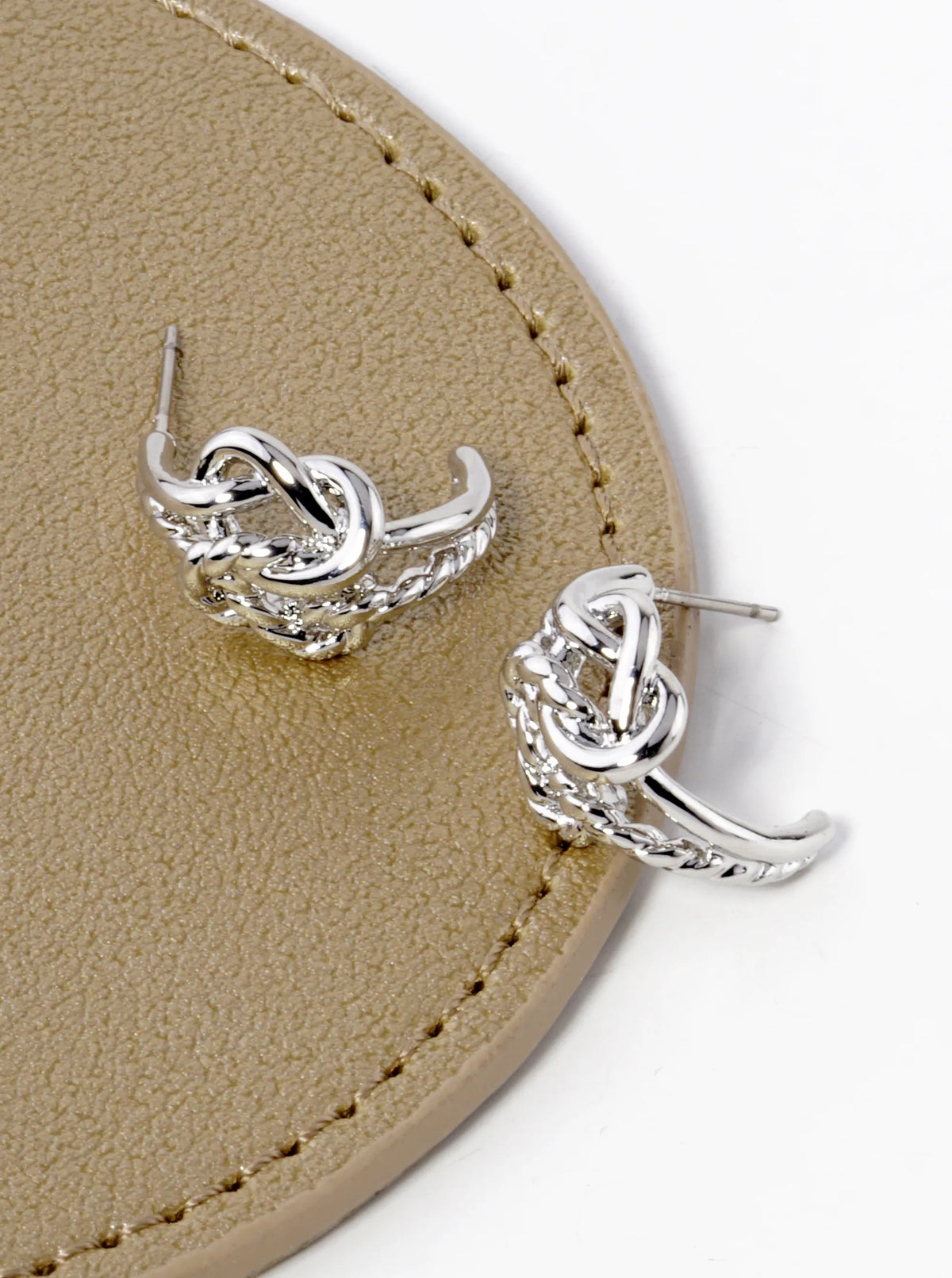 18K Gold Dipped 18mm Diameter Brass Textured Knots Hoop Earrings Rhodium