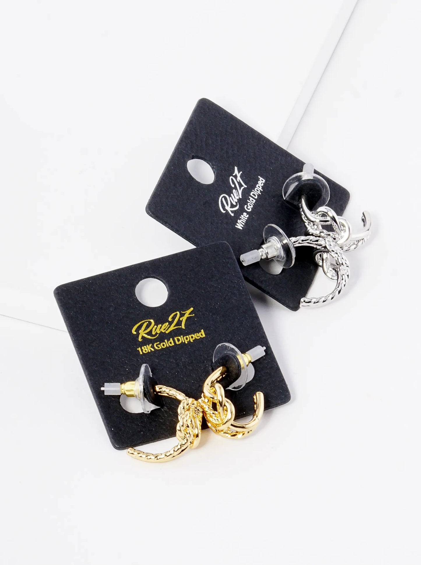 18K Gold Dipped 18mm Diameter Brass Textured Knots Hoop Earrings