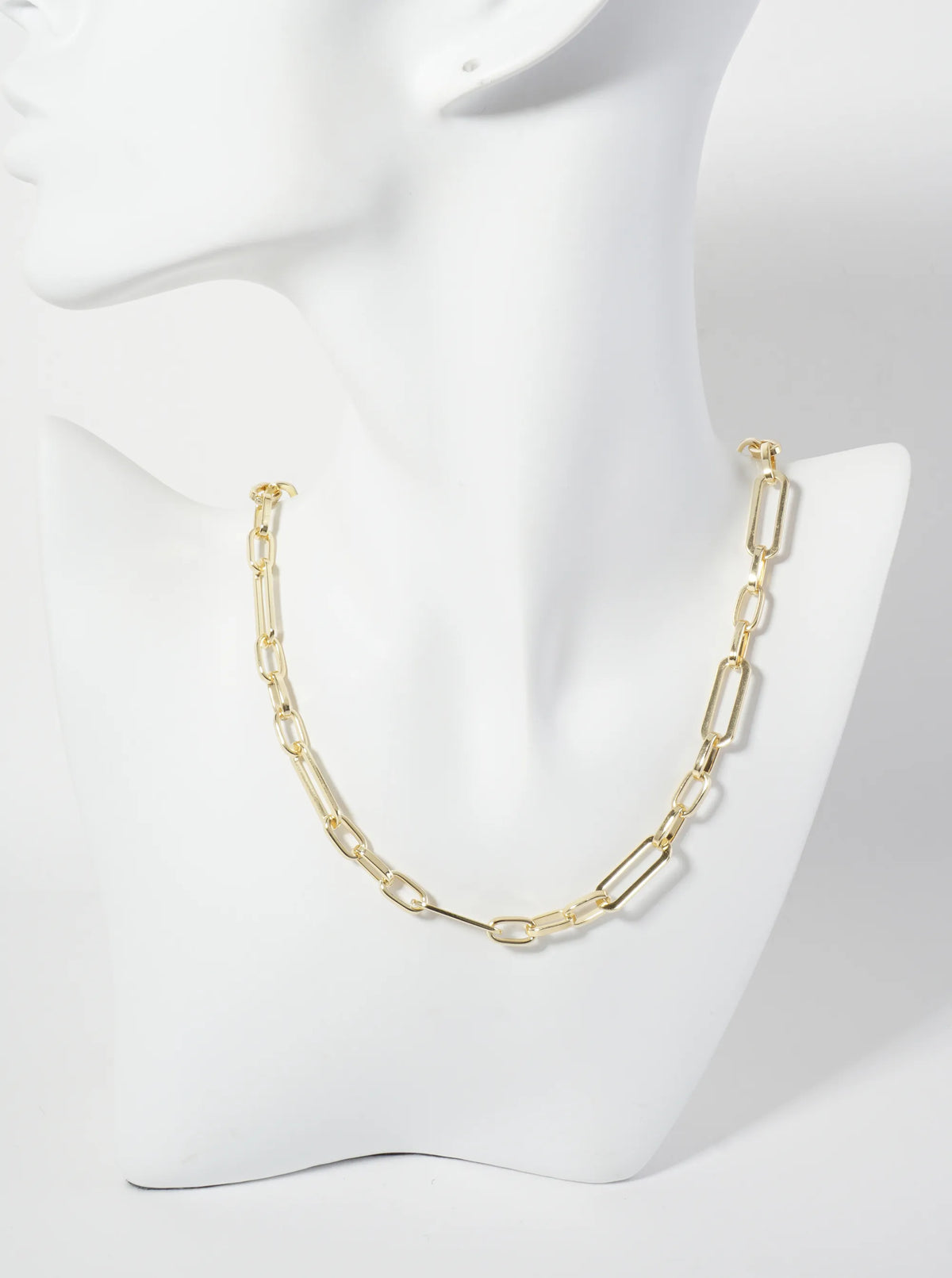 18K-Gold-Dipped 19-10mm Paperclip Chain Necklace