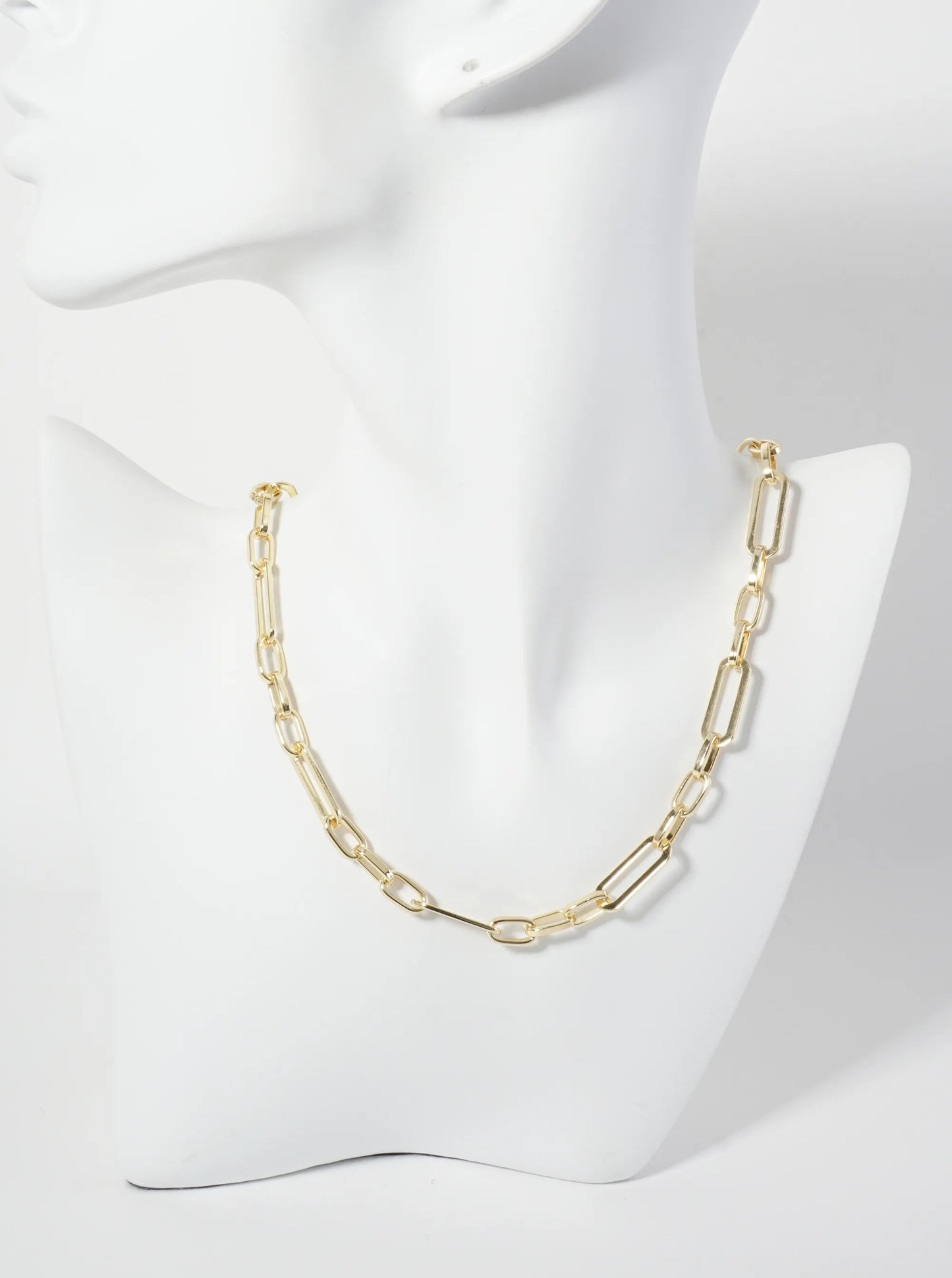 18K-Gold-Dipped 19-10mm Paperclip Chain Necklace