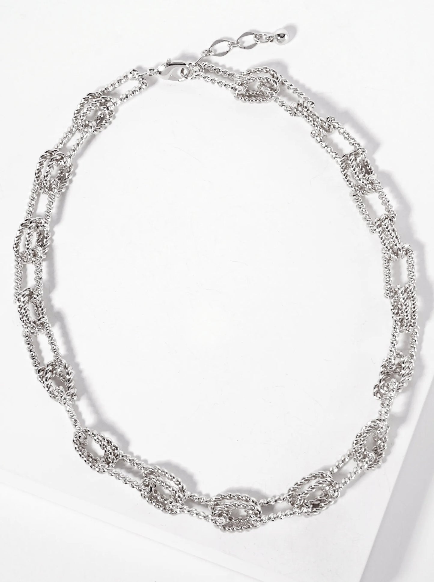18K-Gold-Dipped 19-15mm Rectangle-Shaped Rope-Texture Chain Necklace