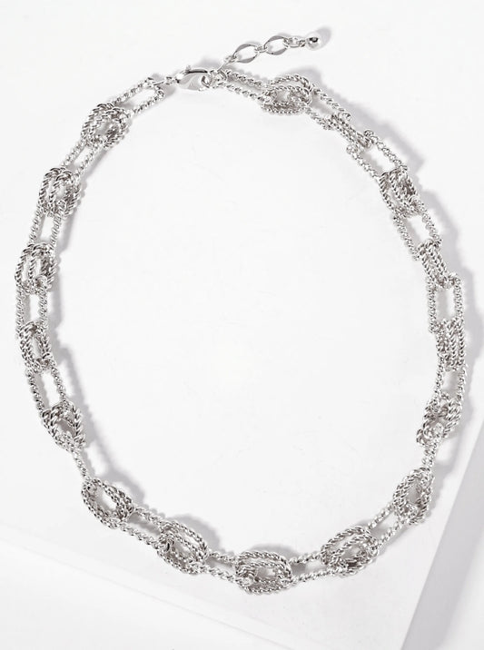 18K-Gold-Dipped 19-15mm Rectangle-Shaped Rope-Texture Chain Necklace