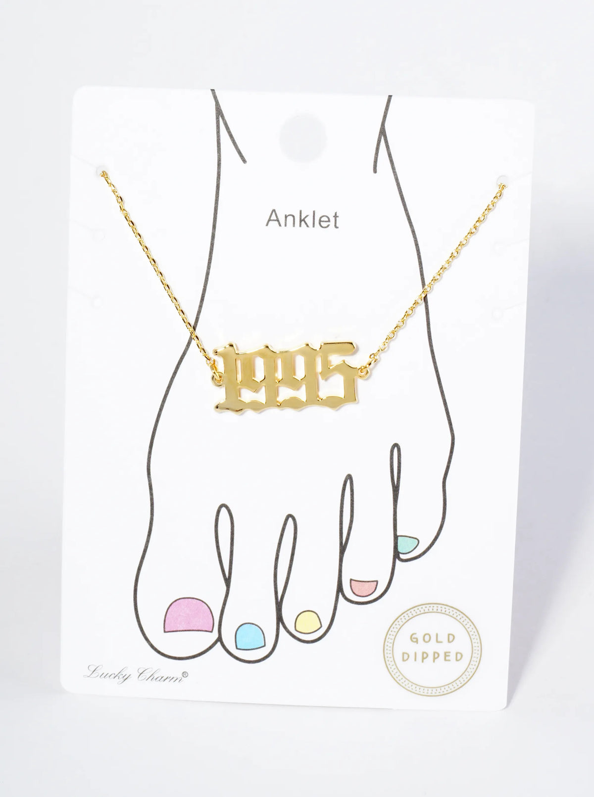 18K Gold Dipped 1995 Birth Year Brass Chain Anklet