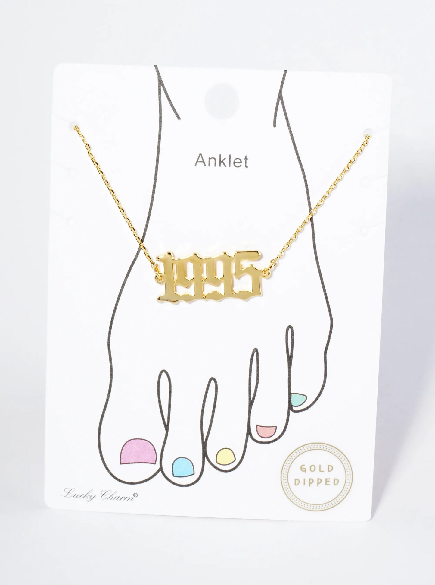 18K Gold Dipped 1995 Birth Year Brass Chain Anklet
