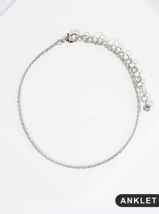 18K Gold Dipped 1mm Classic Brass Chain Anklet