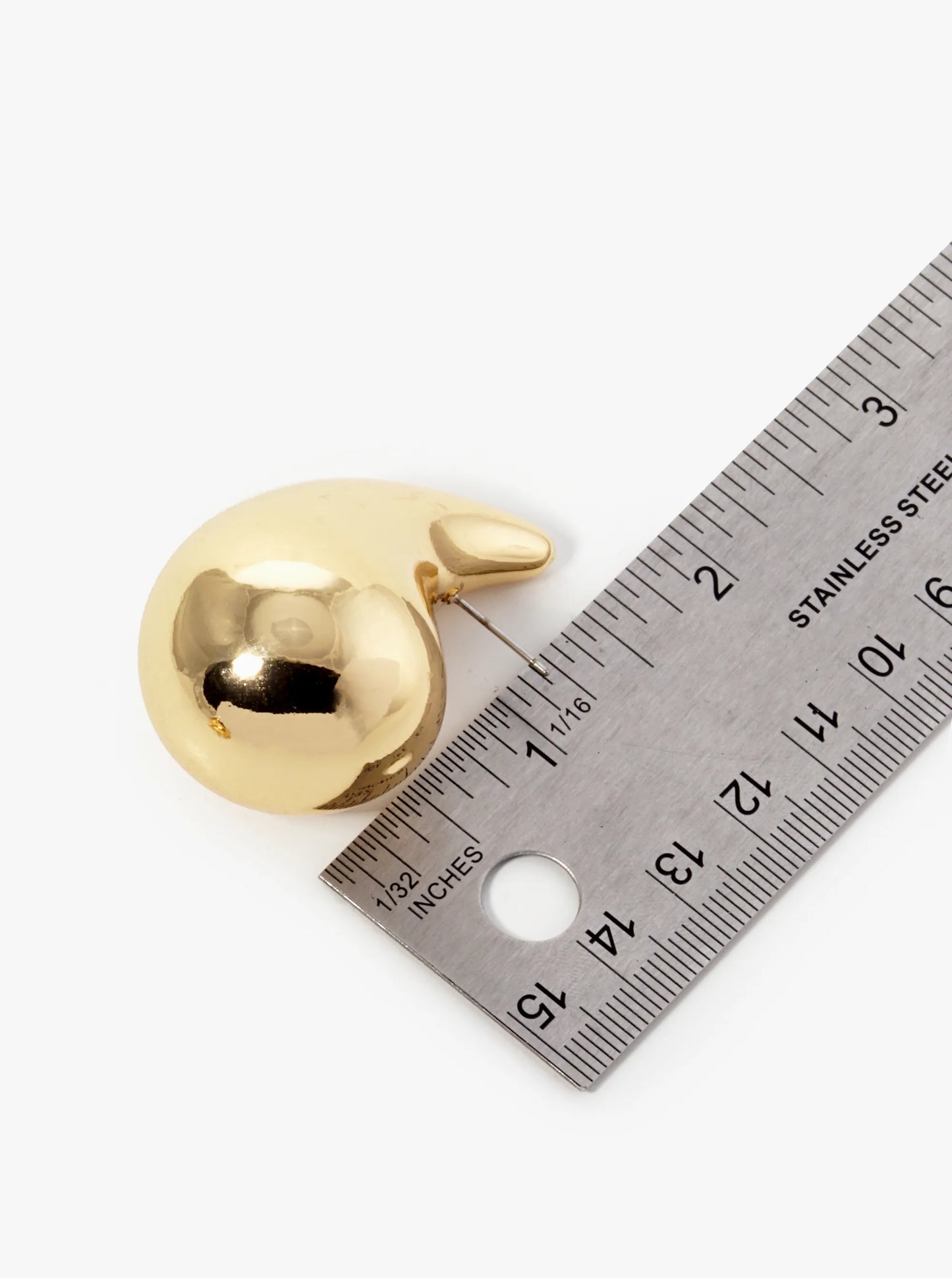 18K-Gold-Dipped 2-Inch Hollow Puffy Teardrop Stud Earrings