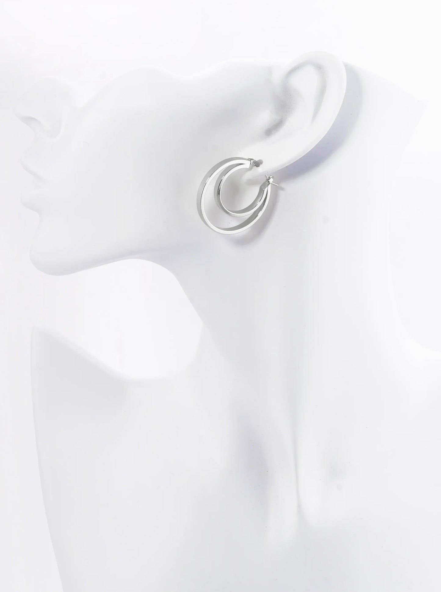 18K Gold Dipped 2 Layered Circles 30mm Pin Catch Hoop Earrings