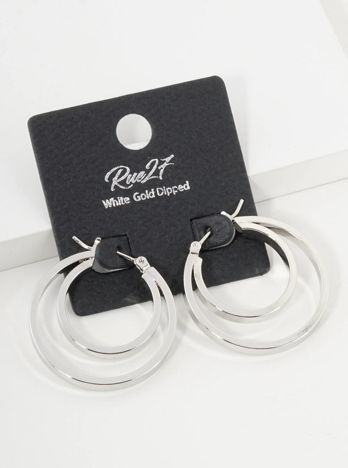 18K Gold Dipped 2 Layered Circles 30mm Pin Catch Hoop Earrings