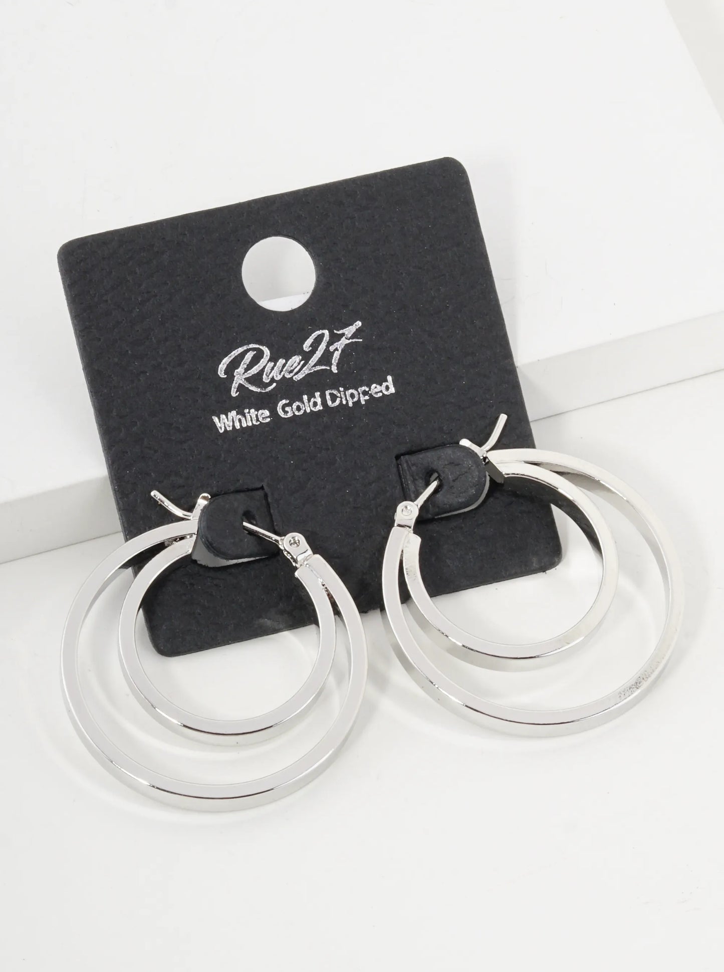 18K Gold Dipped 2 Layered Circles 30mm Pin Catch Hoop Earrings