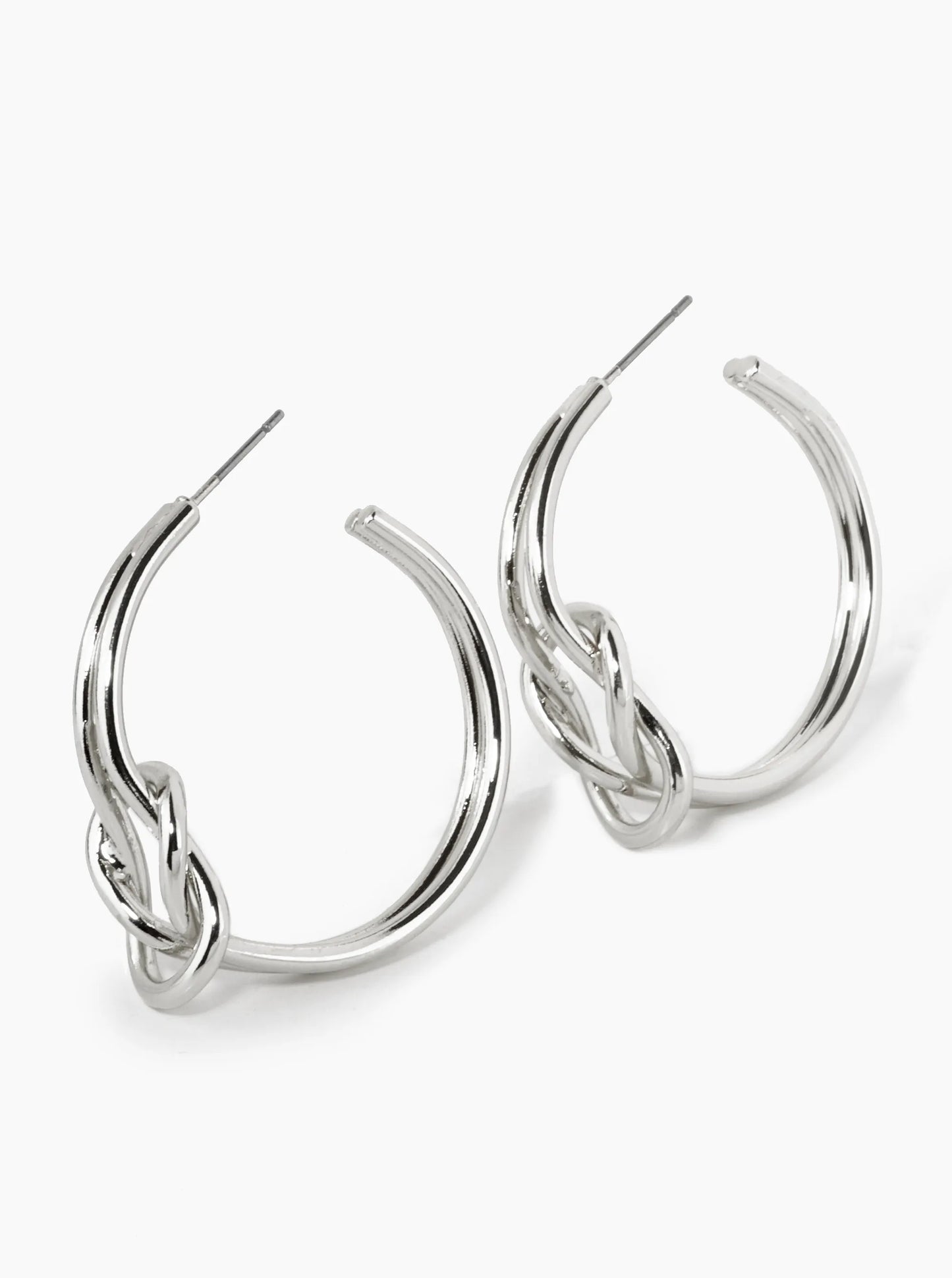 18K Gold Dipped 2 Line Knotted 35mm Hoop Earrings