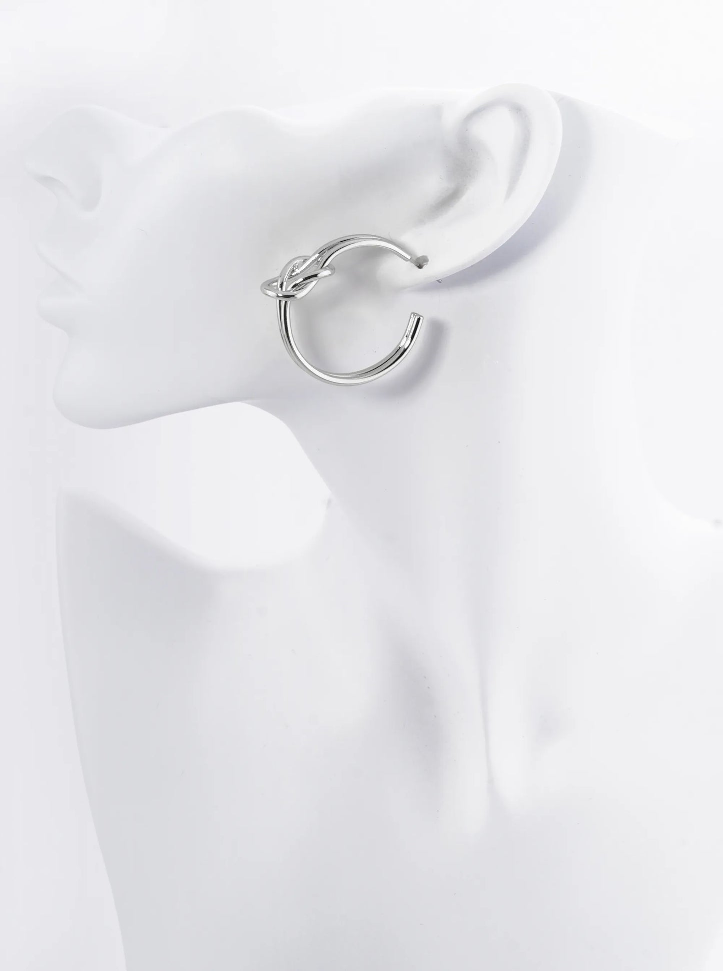18K Gold Dipped 2 Line Knotted 35mm Hoop Earrings