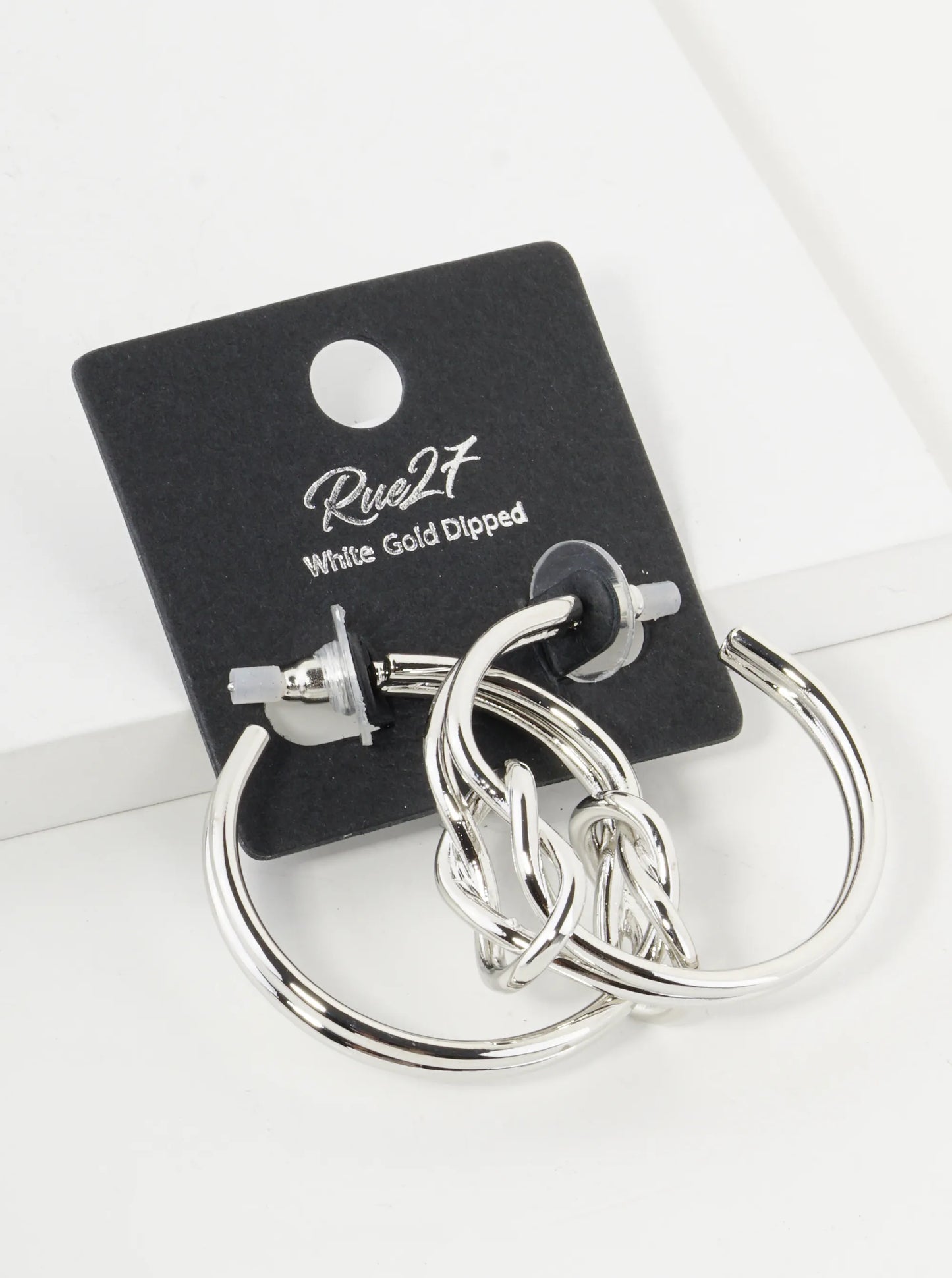 18K Gold Dipped 2 Line Knotted 35mm Hoop Earrings