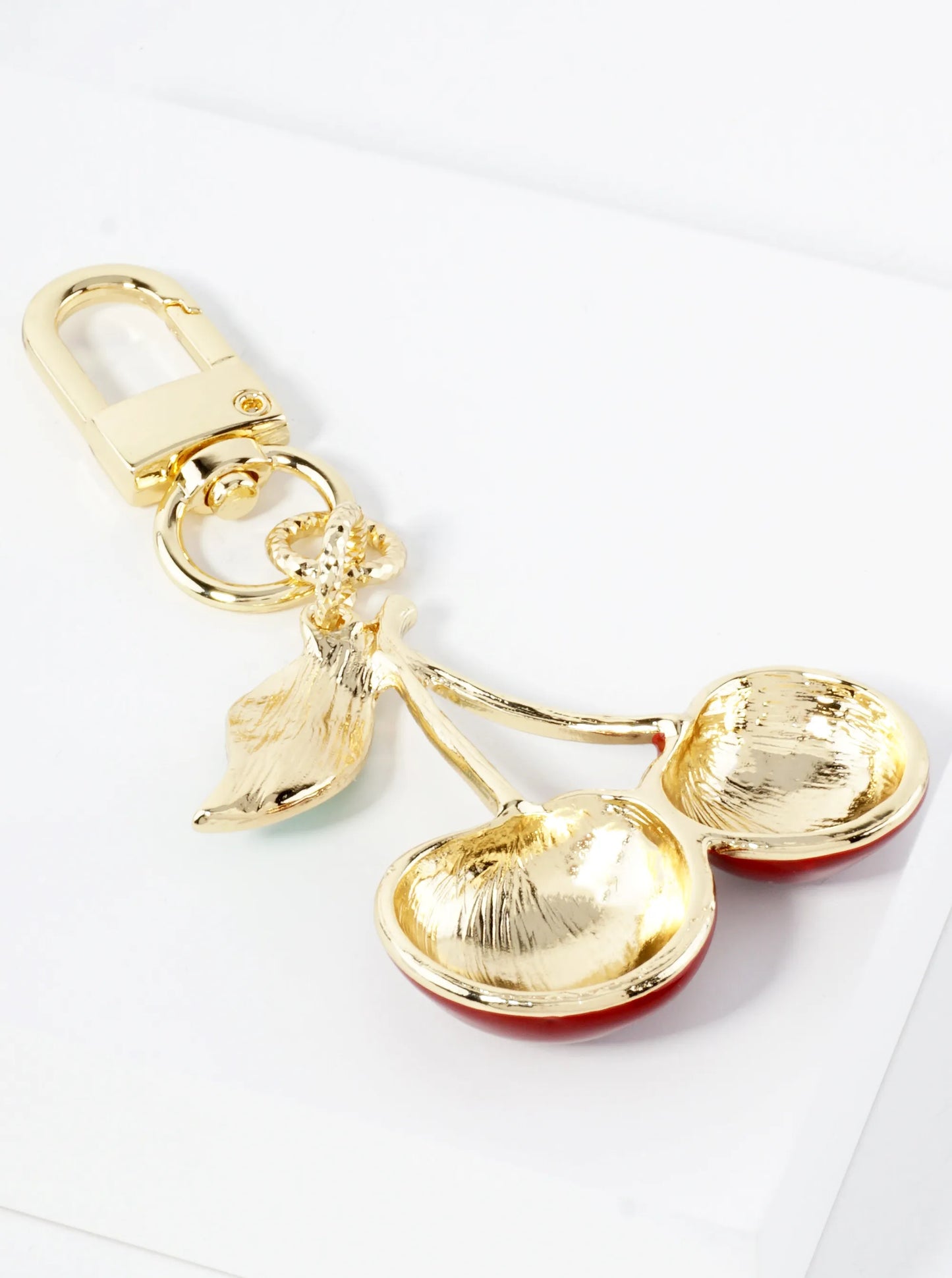 18K-Gold-Dipped 2-inch Large Enamel Cherry Bag Charm