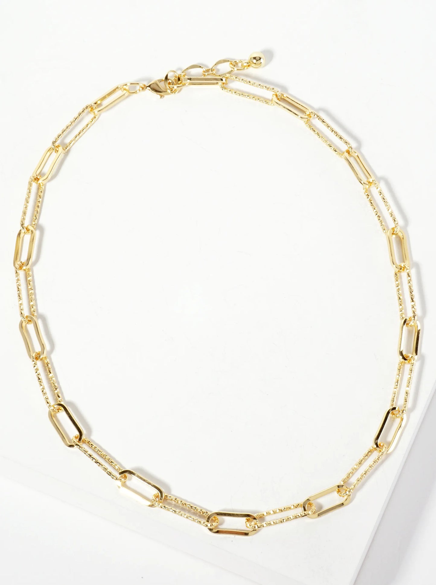 18K-Gold-Dipped 20-15mm Textured Paperclip Chain Necklace
