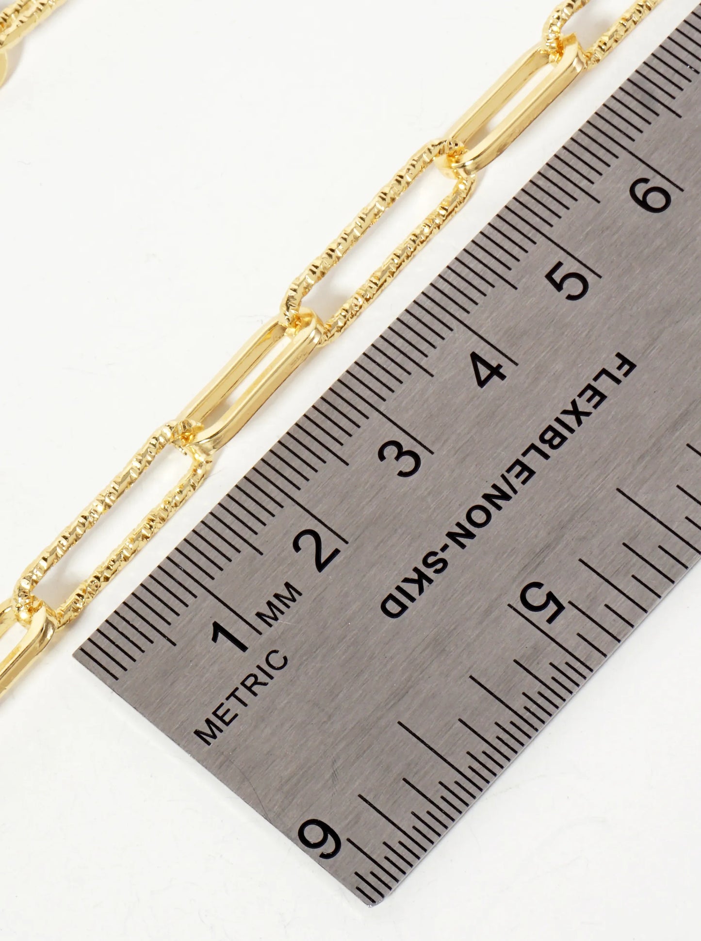 18K-Gold-Dipped 20-15mm Textured Paperclip Chain Necklace
