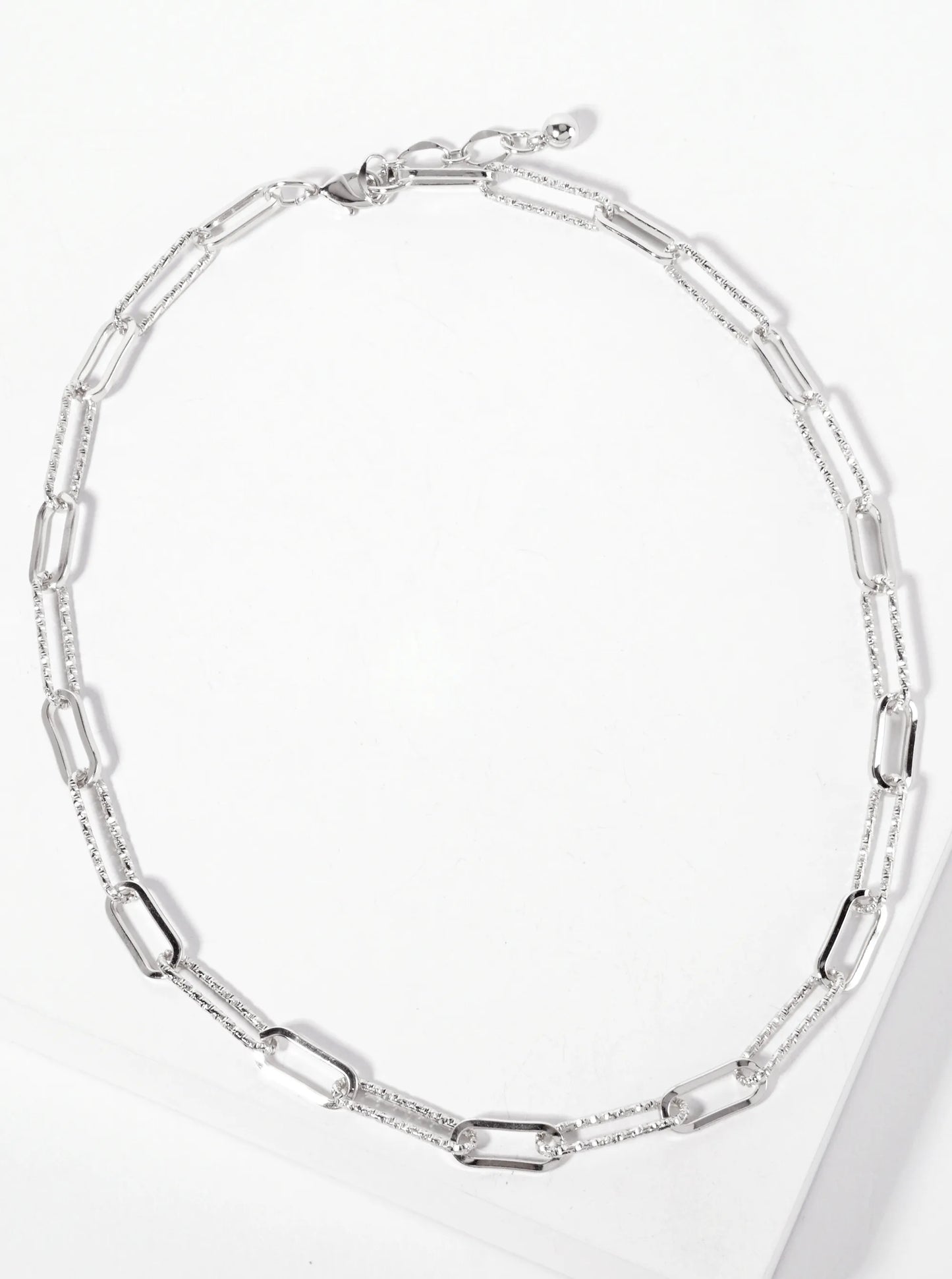 18K-Gold-Dipped 20-15mm Textured Paperclip Chain Necklace