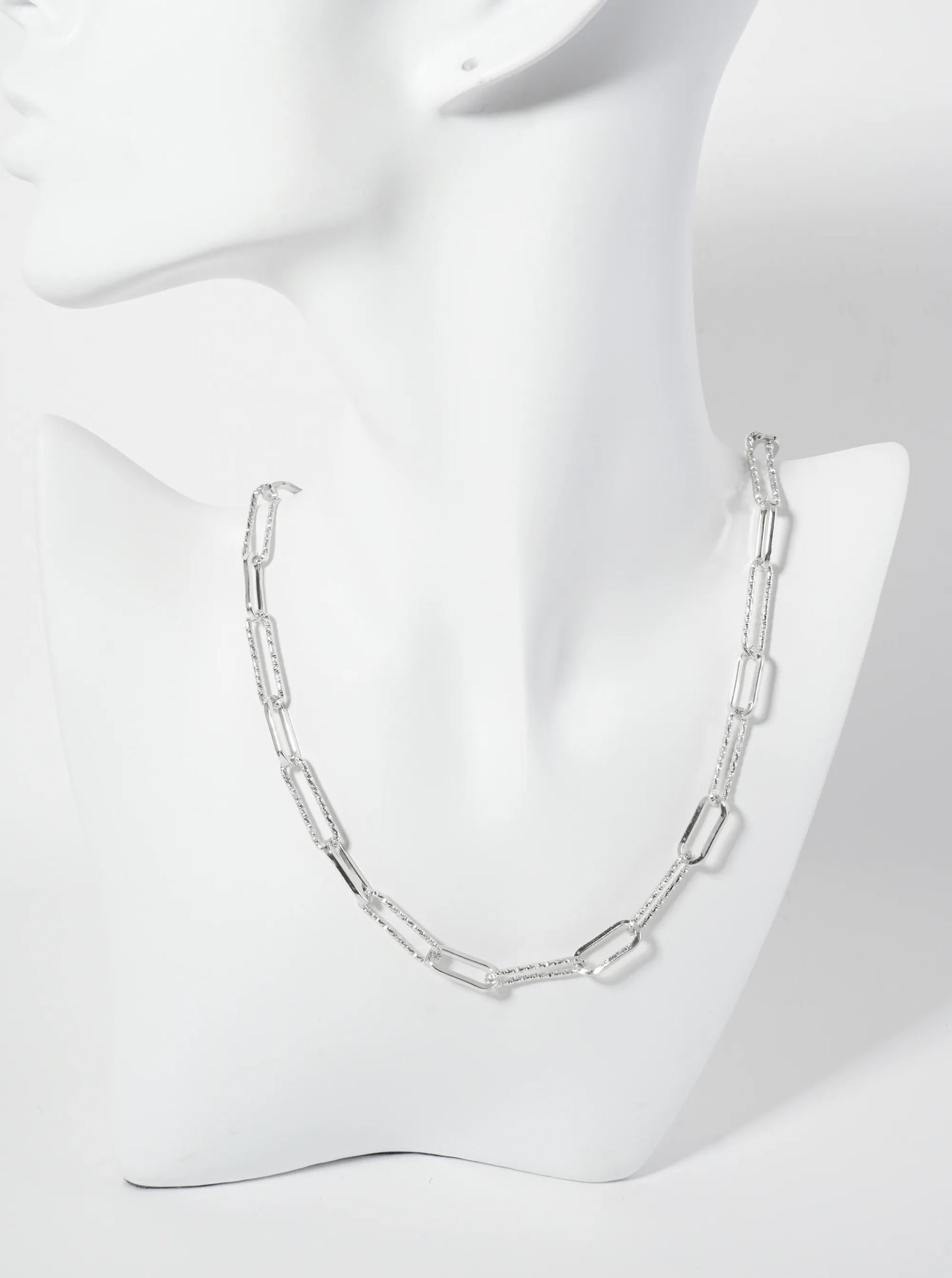 18K-Gold-Dipped 20-15mm Textured Paperclip Chain Necklace