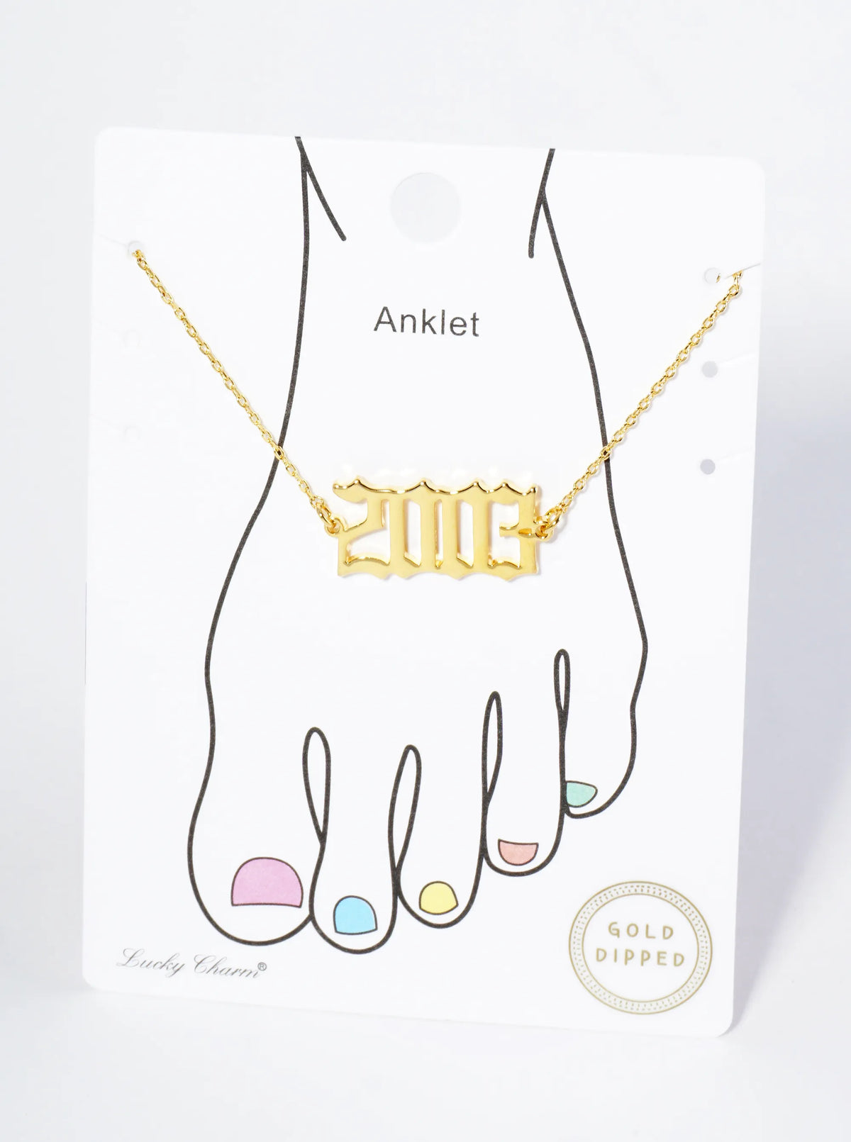 18K Gold Dipped 2003 Birth Year Brass Chain Anklet