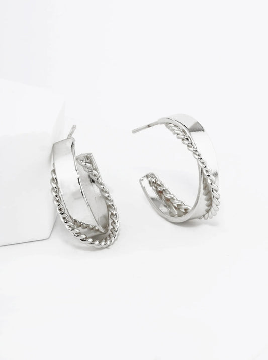 18K Gold Dipped 20mm Crossover Hoop Earrings
