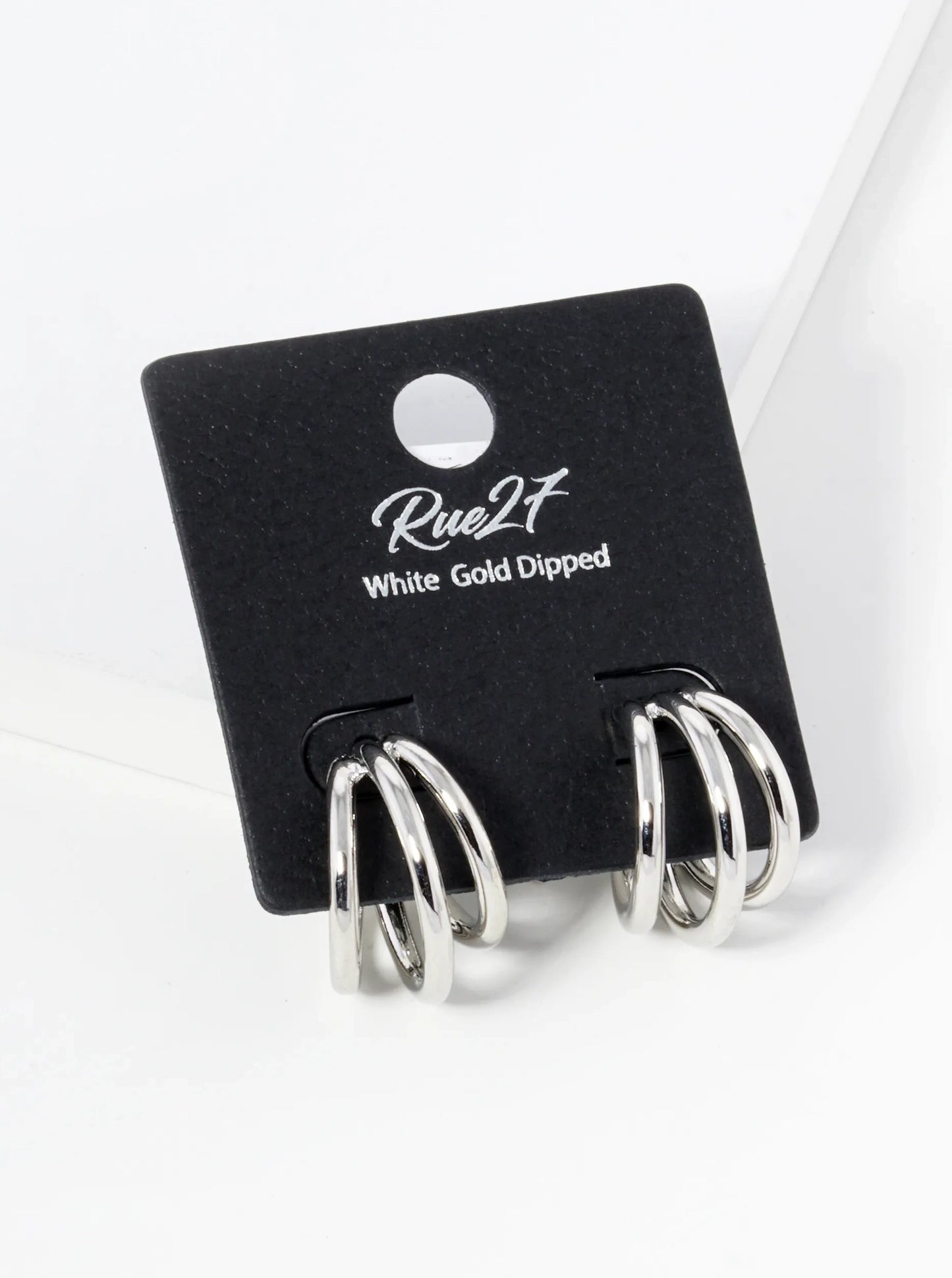 18K Gold Dipped 20mm Diameter Graduated 3 Line Brass Hoop Earrings