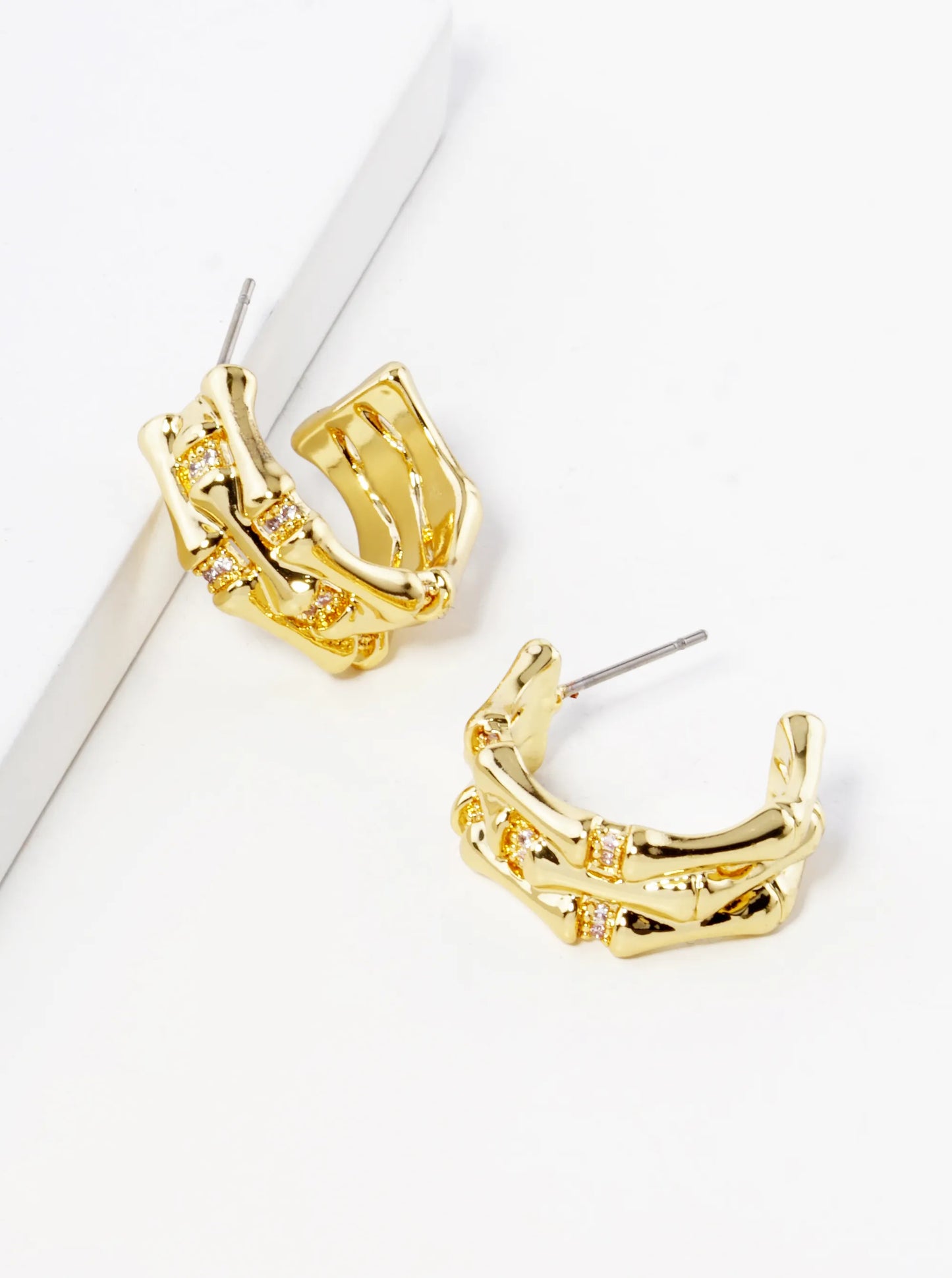 18K Gold Dipped 20mm Diameter Textured Brass Hoop Earrings