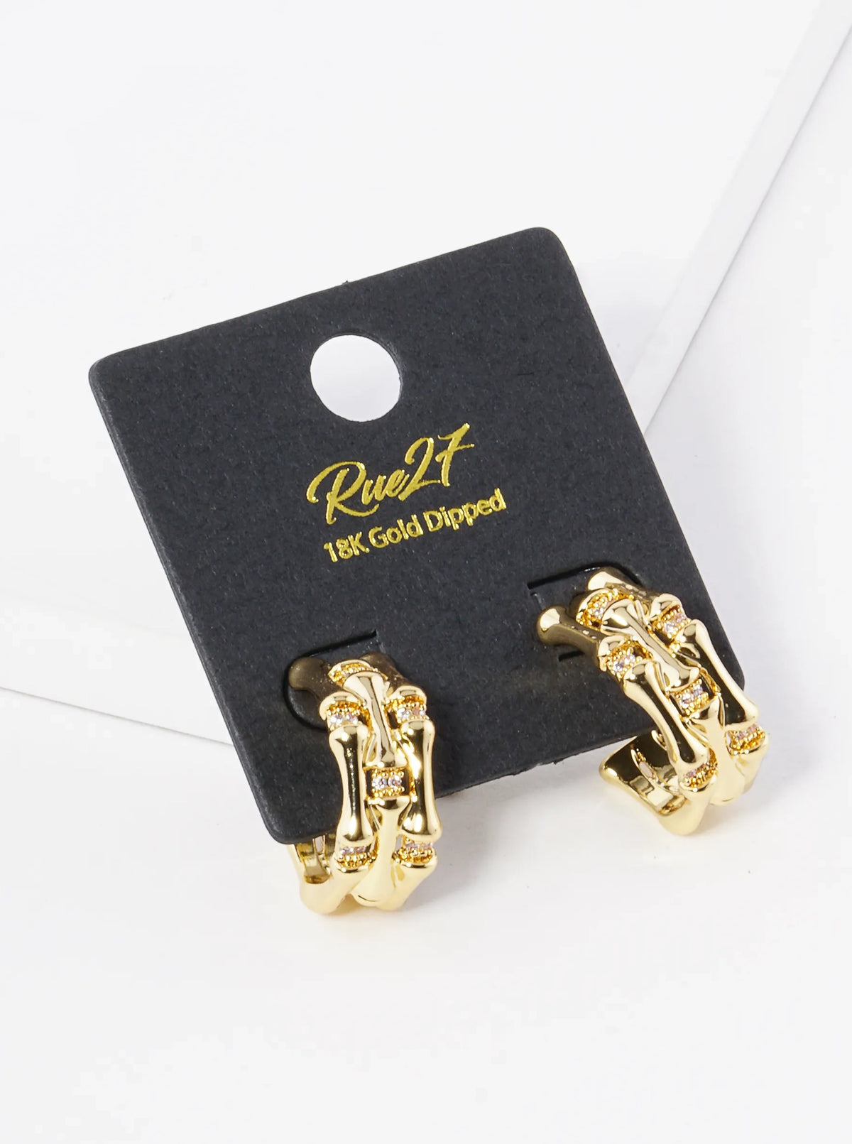 18K Gold Dipped 20mm Diameter Textured Brass Hoop Earrings