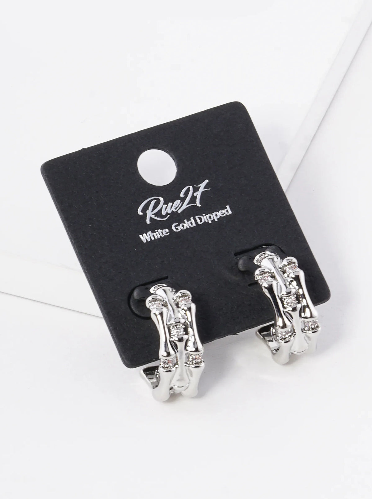 18K Gold Dipped 20mm Diameter Textured Brass Hoop Earrings Rhodium
