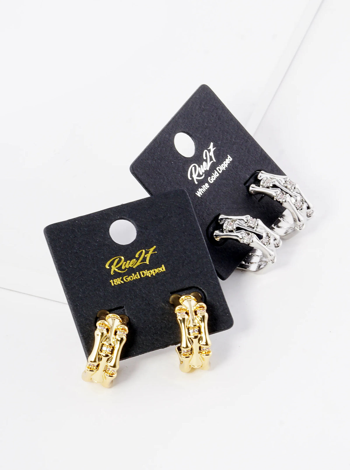 18K Gold Dipped 20mm Diameter Textured Brass Hoop Earrings Rhodium