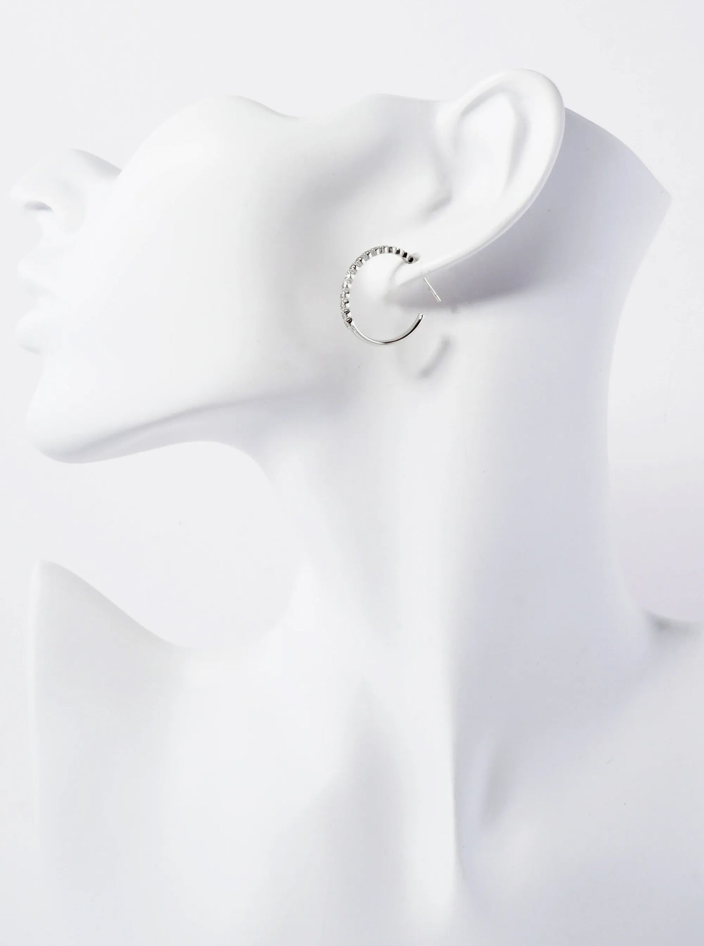 18K Gold-Dipped 20mm Hoop Earrings With Half CZ Stone Accents