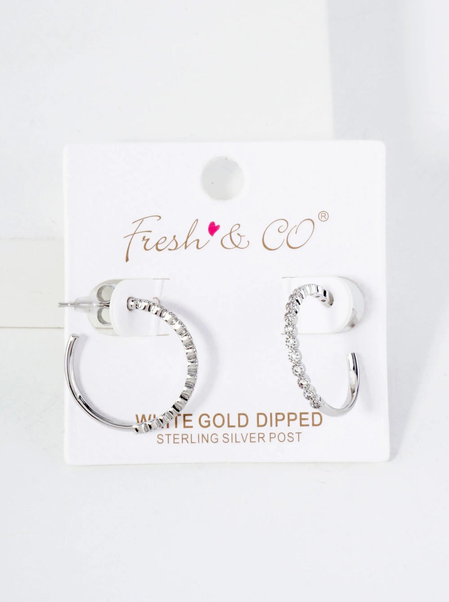 18K Gold-Dipped 20mm Hoop Earrings With Half CZ Stone Accents