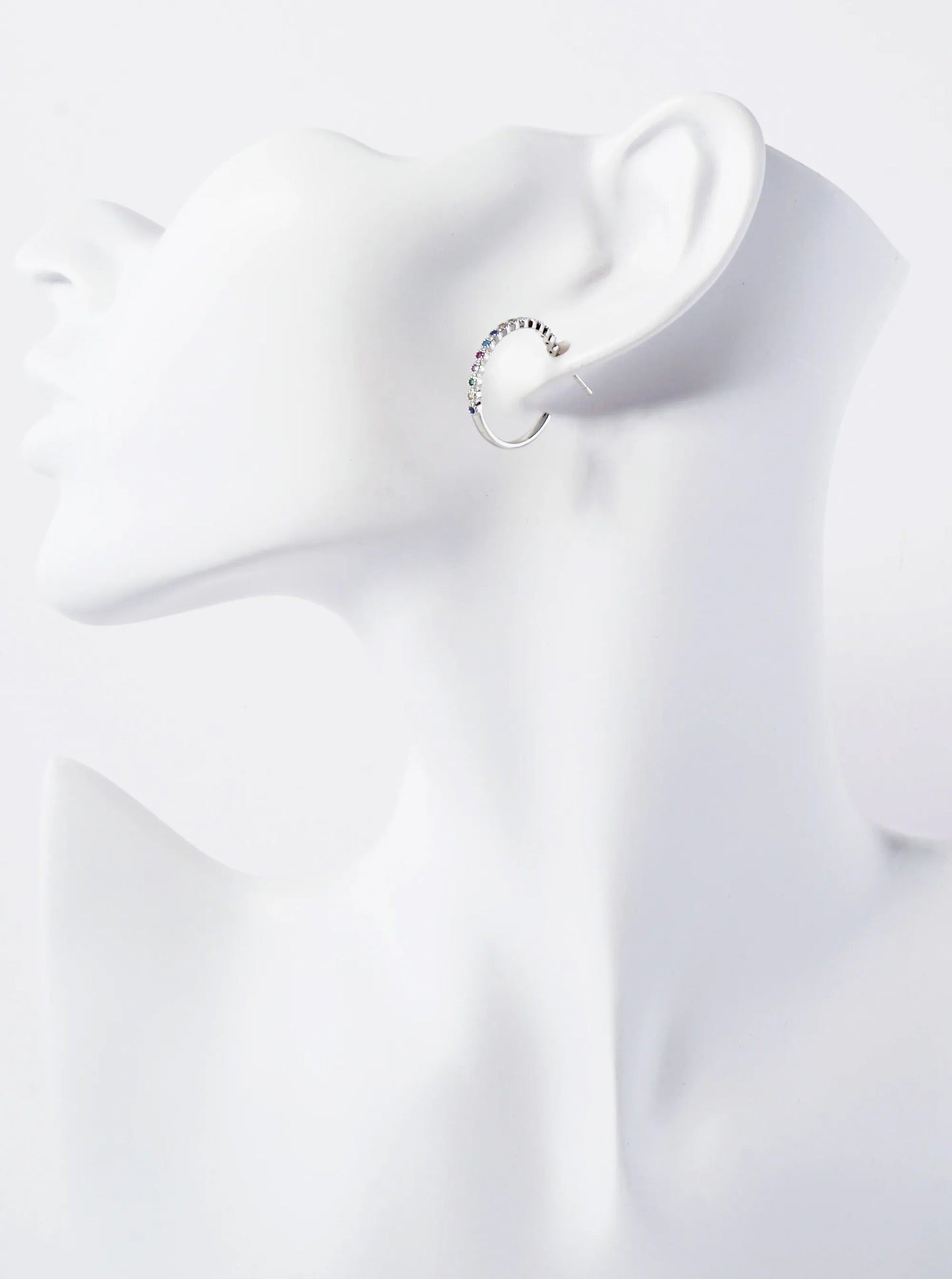18K Gold-Dipped 20mm Hoop Earrings With Half CZ Stone Accents