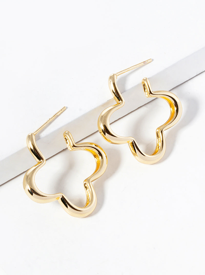 18K Gold Dipped 20mm Quatrefoil Open Hoop Earrings
