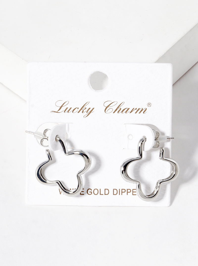 18K Gold Dipped 20mm Quatrefoil Open Hoop Earrings