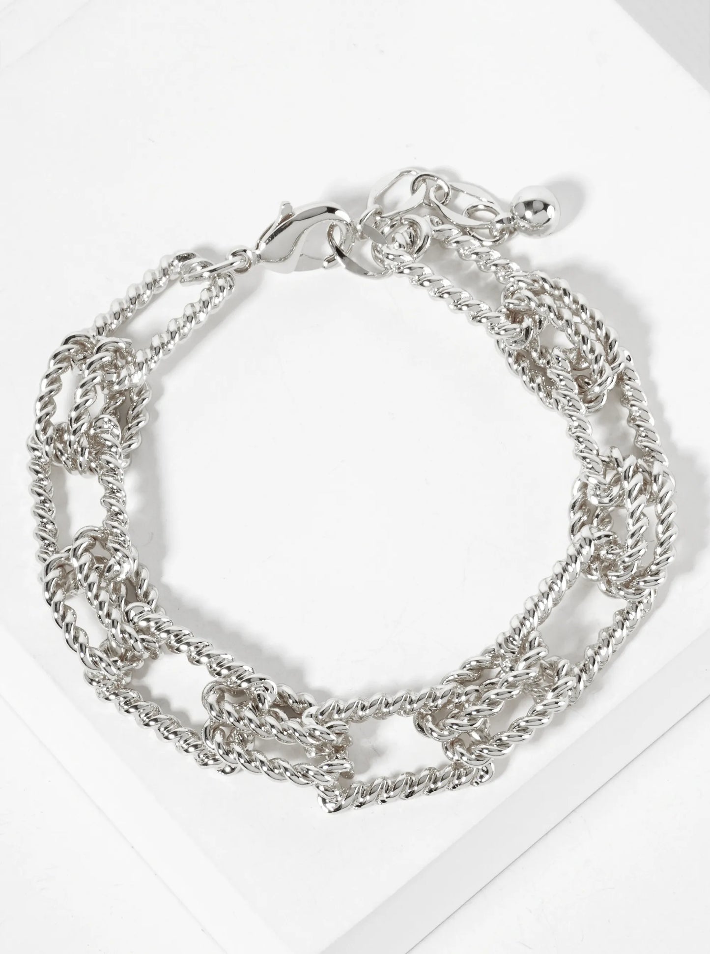 18K-Gold-Dipped 20mm Rope-Texture Double Oval Rectangle-Shaped Polished Brass Chain Bracelet