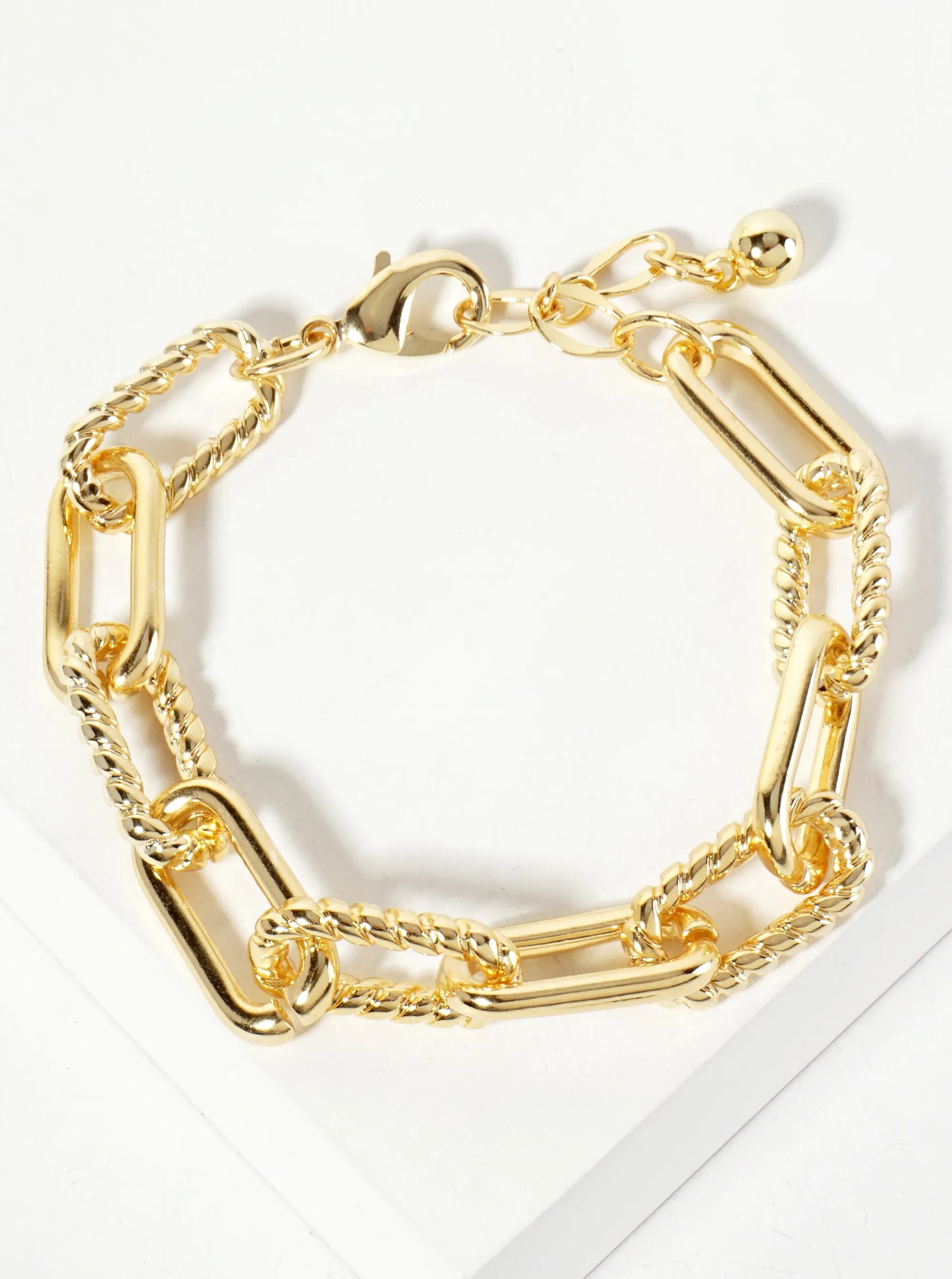 18K-Gold-Dipped 20mm Rope-Texture Polished Brass Chain Bracelet